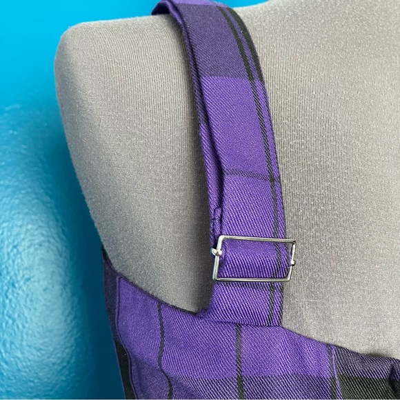 Collectif Rare Purple Plaid Rochelle Check Skater Pinafore Dress w/ Pockets UK 6 - Picture 7 of 14